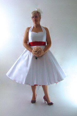 Vestido de Novia de Corte-A de Volantes Adorno de Escote halter de Plisado de Lazos - Foto 3