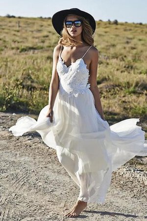 Robe de mariée facile avec décoration dentelle a plage decoration en fleur en chiffon - Photo 1