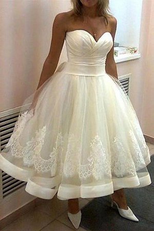 Abito da Sposa in Tulle con Applique Senza Maniche Sotto Ginocchio Naturale - Foto 1