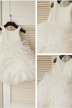 Abito da Cerimonia Bambini Tondo Ball Gown Sotto Ginocchio Senza Maniche in Organza - Foto 1