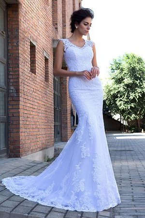 Abito da Sposa Sirena Naturale in Raso Retro con Applique - Foto 3