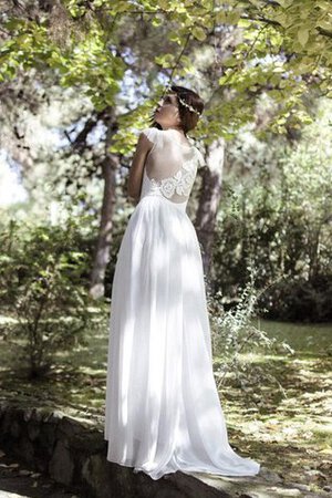 Robe de mariée de col bateau appliques longueur au ras du sol ligne a au niveau de cou - Photo 1