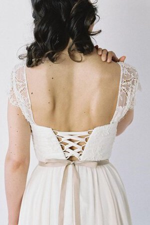 Abito da Sposa a Spiaggia Cappellino con Manica Corte Naturale in Chiffon Quadrato - Foto 2