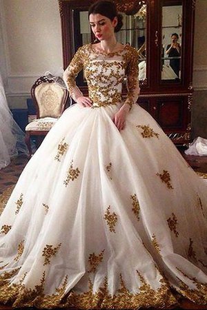 Elegante Vestido de Novia de Corte Evasé de Escote redondo de Natural de Cola Corte - Foto 1