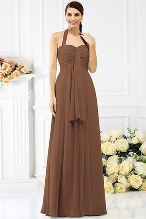 Robe demoiselle d'honneur plissage longue avec sans manches de dos nu en chiffon - Photo 4