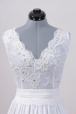 Robe de mariée festonné avec ruban ceinture en étoffe v encolure longueur au ras du sol - Photo 2