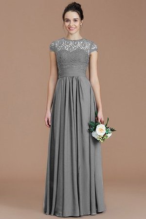 Natürliche Taile A Linie Kurze Ärmeln Juwel Ausschnitt Brautjungfernkleid mit Bordüre - Bild 32