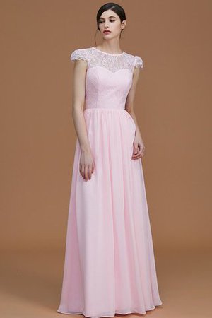 Robe demoiselle d'honneur naturel ligne a fermeutre eclair en chiffon col ras du cou - Photo 3