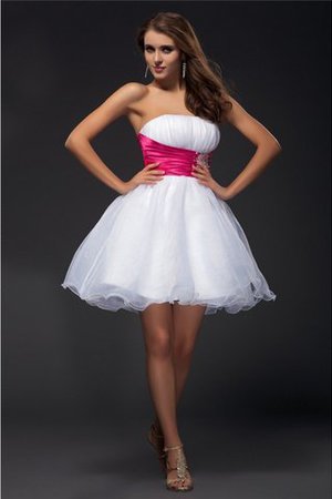 Robe de cocktail bref de princesse avec perle satin tissé extensible en organza - Photo 1