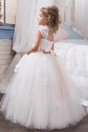 Robe de cortège enfant naturel avec cristal de mode de bal manche nulle en tulle - Photo 2