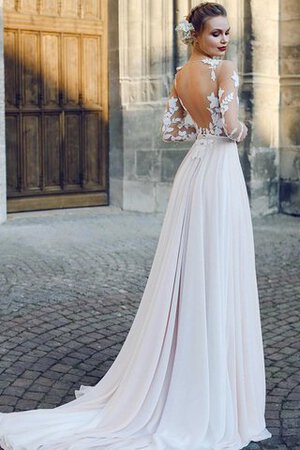 Robe de mariée romantique charmeuse de col en v en chiffon décolleté dans le dos - Photo 2