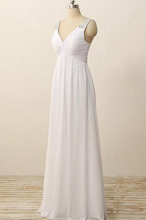 Abito da Sposa con Perline Lungo A Terra Cerniera in Chiffon V-Scollo - Foto 4