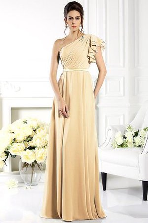 Robe demoiselle d'honneur longue a-ligne de lotus en chiffon avec sans manches - Photo 6