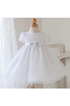 Abito da Cerimonia Bambini A-Line in Organza in pizzo Senza Maniche con Fiore con Piega - Foto 1