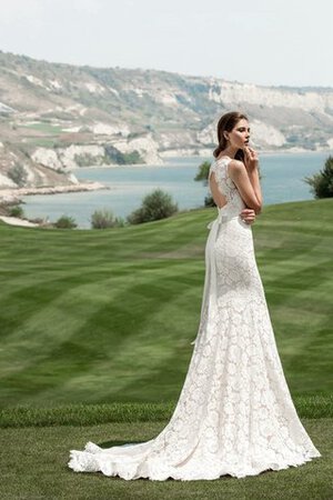 Vestido de Novia de Corte Recto en Encaje de Cola Corte de Borde-Festoneado de Sin mangas - Foto 2