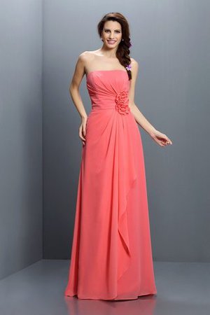 Robe demoiselle d'honneur longue de bustier avec zip avec fleurs en chiffon - Photo 1