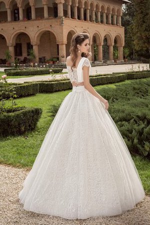 Robe de mariée ligne a de traîne courte 2 pice longueur au ras du sol avec manche courte - Photo 3