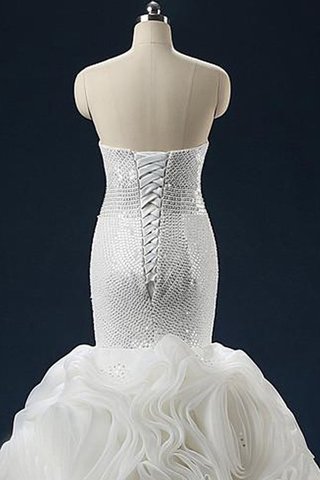 Abito da Sposa Senza Maniche Sirena in Paillette in Organza con paillette Naturale - Foto 2