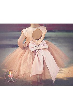 Abito da Cerimonia Bambini Principessa con Fiocco in Tulle decorato Sotto Ginocchio Cappellino - Foto 4