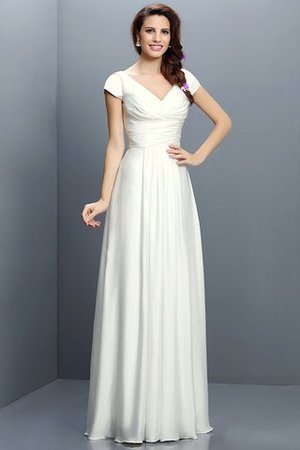 Robe demoiselle d'honneur plissé avec zip en chiffon de princesse a-ligne - Photo 16