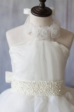 Abito da Cerimonia Bambini Senza Maniche con Nastro Corto in Organza A-Line con Perline - Foto 5