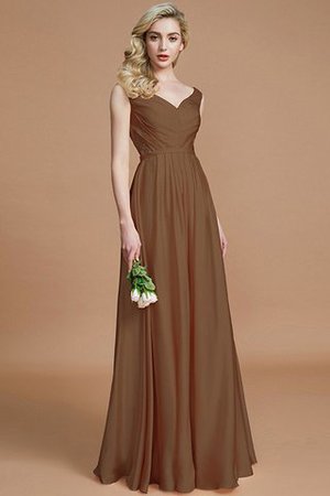 Ärmelloses A Linie Chiffon Normale Taille V-Ausschnitt Brautjungfernkleid - Bild 9