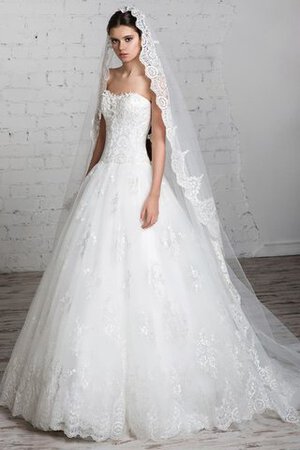 Abito da Sposa Senza Maniche A-Line con Applique Cuore in Tulle A Terra - Foto 1