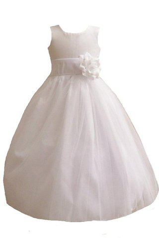 Robe de cortège enfant manche nulle a-ligne encolure ronde avec fleurs - Photo 1