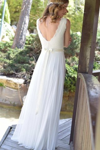 Abito da Sposa in pizzo con Fusciacca Profondo V-scollo in Chiffon A-Line Semplice - Foto 2