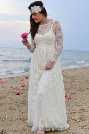 Robe de mariée plissé romantique de traîne courte avec fleurs de col bateau - Photo 4