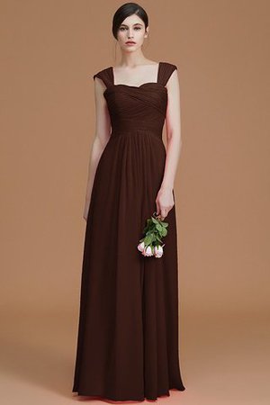 Robe demoiselle d'honneur naturel avec sans manches en chiffon a-ligne ruché - Photo 13