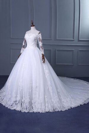 Abito da Sposa con Applique Sotto Ginocchio Barchetta monospalla Fuori dalla spalla Ball Gown - Foto 2