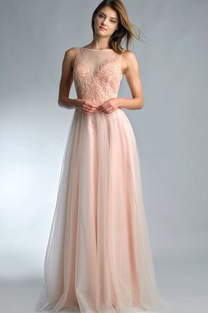 Robe de bal naturel manche nulle appliques en tulle longueru au niveau de sol - Photo 1