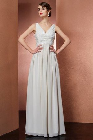 Robe de soirée longue naturel avec chiffon a-ligne de princesse - Photo 1