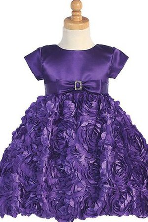 Robe de cortège enfant avec nœud encolure ronde avec fleurs avec manche courte - Photo 2