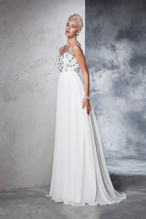 Robe de mariée luxueux avec sans manches v encolure de traîne courte en chiffon - Photo 4