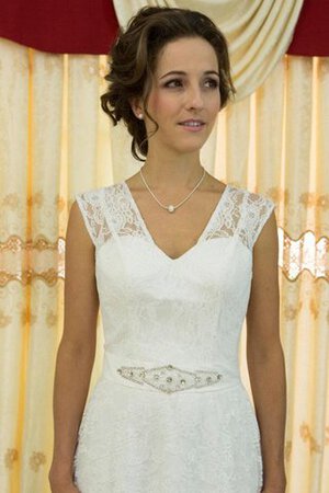 Vestido de Novia en Encaje de Abalorio de Escote en V de Mangas Illusion de Sin mangas - Foto 4