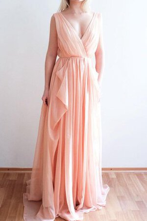 Robe demoiselle d'honneur avec chiffon manche nulle de lotus ligne a de traîne courte - Photo 1