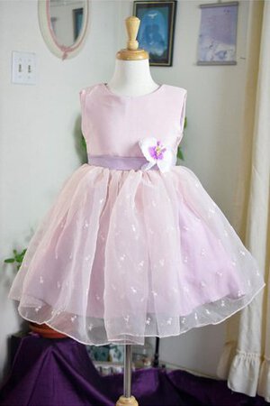 Abito da Cerimonia Bambini in Organza Ball Gown con Fiore con Increspature Tondo A-Line - Foto 1