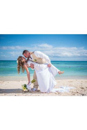 Robe de mariée moderne en plage appliques de traîne mi-longue manche nulle - Photo 2