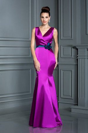 Robe demoiselle d'honneur longue de mode de bal de sirène avec zip v encolure - Photo 1