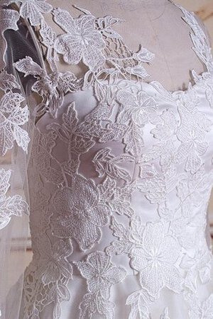 Abito da Sposa Cerniera in Raso in Tulle con Maniche Lunghe Sotto Ginocchio con Bottone - Foto 3