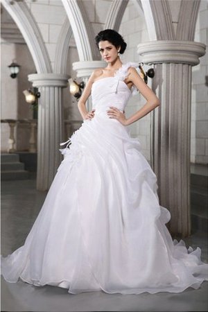 Abito da Sposa Coda A Strascico Cappella Semplice con Festone con Piega in Organza - Foto 1