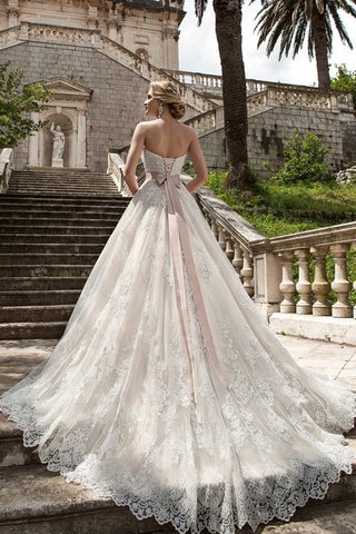 Robe de mariée naturel ceinture en étoffe avec perle cordon col en forme de cœur - Photo 2