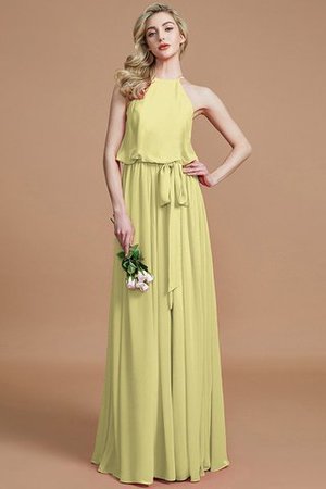 Robe demoiselle d'honneur naturel jusqu'au sol avec chiffon de dos nu avec ruban - Photo 13