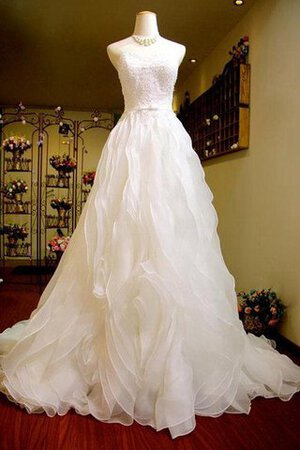 Vestido de Novia en Organza de Manga tapada de Encaje Adorno de Volante - Foto 2