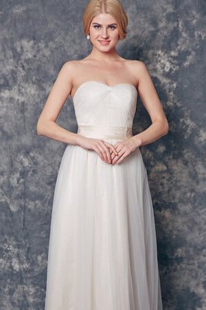 Gerüschtes Reißverschluss Elegantes bodenlanges Brautjungfernkleid mit Schleife mit Gürtel - Bild 5