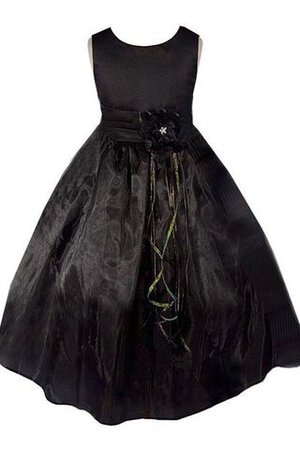 Abito da Cerimonia Bambini Cerniera in Taffeta con Fiocco alta vita A-Line con Fiore - Foto 1