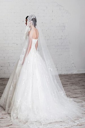 Abito da Sposa Senza Maniche A-Line con Applique Cuore in Tulle A Terra - Foto 2