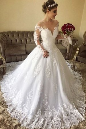 Abito da sposa lunghi spazzola treno angelico naturale in tulle convenzionale - Foto 1